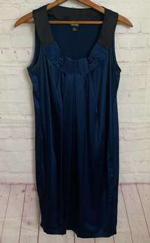 DKNY blue and black scoop neck silk sheath dress size P