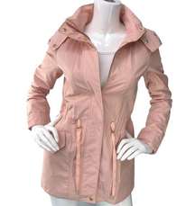 Cole Haan Womens Size XS Blush Pink Parka Jacket Removable Hood Adjustable Waist