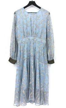 WE ARE KINDRED Luella Midi Dress Gold Leaf Light Blue 8