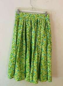 Handmade vintage blue/green floral midi skirt size/S