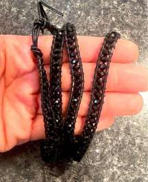 VICTORIA EMERSON Black Midnight Mist Boho Bead Wrap Bracelet