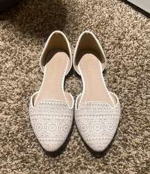 Restricted White & Nude Flats