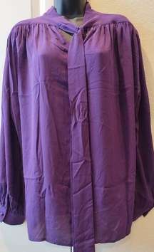 NY&Co Purple Blouse With Bow Tie Front Size XL Women’s Top NWT