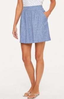 Loft Outlet Blue Linen Cotton Blend A-Line Skirt