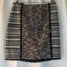 Loft Outlet NWT black white Geometric Textured print Skirt women sz 2