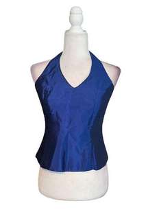 David’s Bridal Blue Halter Top Formal Blouse 6