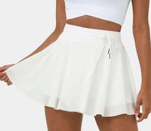HALARA High Waisted Drawstring Contrast Mesh 2-in-1 Flowy Mini Skirt