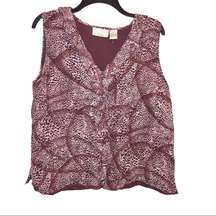 New York City Design Co 100% Silk Animal Print Sleeveless Blouse Purple 1X