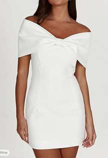 White Mini Dress Backless Off Shoulder Bow