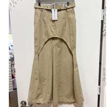 NWT Lovers And Friends Jane High Low Denim Belted Maxi Skirt Beige Women's XS