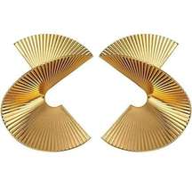 Gold Twisted Statement Geometric Earrings For Women