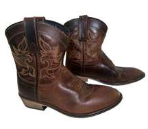 Vintage Dingo Brown Genuine Leather Embroidered Boho Coastal Cowgirl Boots 6