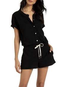 n:Philanthropy Finn Romper Black Button Down Short Sleeve Women’s Size Medium