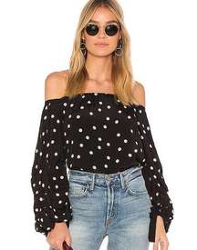 Lovers + Friends Midnight Polka Dot Blouse Top