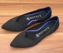 ROTHY’S The Point in Solid Black Ballet Flat Shoes Sustainable Knit Flats Size 8