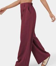 170.- HighWaisted Plicated Side Pocket Wide Leg Flowy Solid Palazzo Cotton Pants