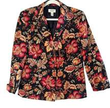 Vintage Talbot's 100% Cotton Floral Go Anywhere Jacket blazer button up size 8
