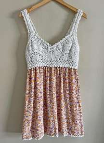 JESSICA SIMPSON floral crochet mini summer dress beach boho