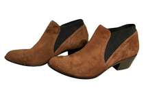 Via Spiga Brown Suede w/ Black Elastic Booties Size 8.5 M