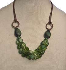 Green Glass Layered Necklace