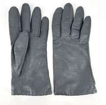 Vintage Isotoner Women's Genuine Leather Acrylic Lined Winter Gloves Gray large