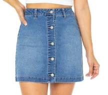 Buttoned Front Denim Skirt