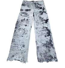 FLAWS Dolls Kill Current Mood Ride Or Dye Wide Leg Jeans Teal Tie Dye Medium