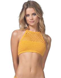 NWT Rip Curl Topanga High Neck Crochet Knit Bikini Swim Bathing Suit Top Size XS