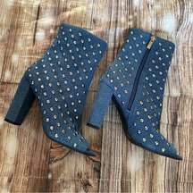 Elara Denim Open Toed Studded Booties