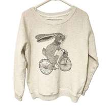 LA Soul Grey Biking Bunny Rabbit Graphic Crewneck Sweatshirt