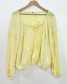 Free People Maria Maria Lace Blouse In Lemon Gela