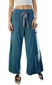 Free People Pants Women XS Green Fp Movement Stride On Crop Wide Leg Lounge Boho