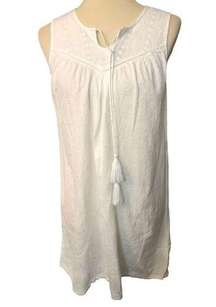 Artisan NY white peasant sleepwear swimsuit cover up shirt with tassels