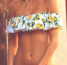 Cabana Del Sol Lemon Ruffle swim top Medium