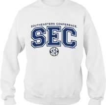 WHITE SEC TEAM LOGO LONG SLEEVE CREW SWEATSHIRT