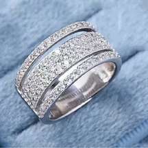 Silver Rhinestone Multi Row Ring