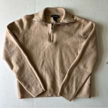 extra fine merino wool quarter zip funnel neck sweater neutral