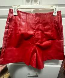 Boutique Red Leather Shorts 