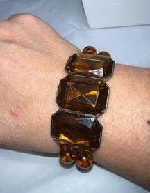 Double Row Faux amber Colored Bead Focal Bracelet