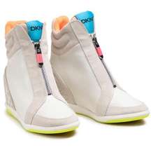 DKNY Christi Zip Wedge Heeled Zip Sneakers White Ivy 6