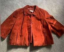 VTG Leather Suede Blazer Rusty Orange Jacket Boho Size L