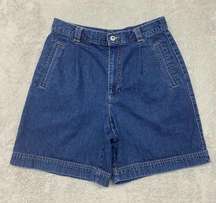 Liz Claiborne Shorts Womens 12 Mom Blue Jean Denim Pleated High Rise Retro