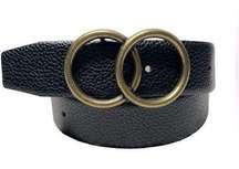Double O-ring bronze buckle black pebble leather one size  33”-39”  44”-48” M-XL
