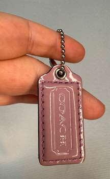 Vintage  Lavender Purple Patent Leather Hang Tag w/ Silver Ball Chain Y2K