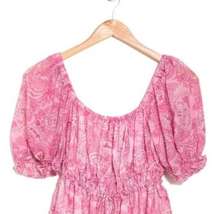 🌞 NSR pink paisley peasant blouse
