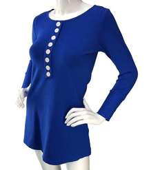 Sugarhigh Lovestoned Womens Size S Popover Dress Blue Large Buttons USA Made