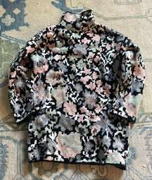 Pink Ripple Floral Turtle Neck Sweater 