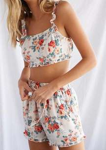 Satin Floral Two Piece Sleepwear Set