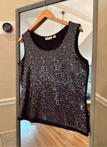 Joan Rivers Dark Purple Sequins Top Size Medium