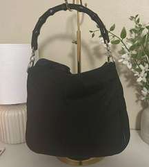 Gucci Vintage Nylon & Bamboo Handbag